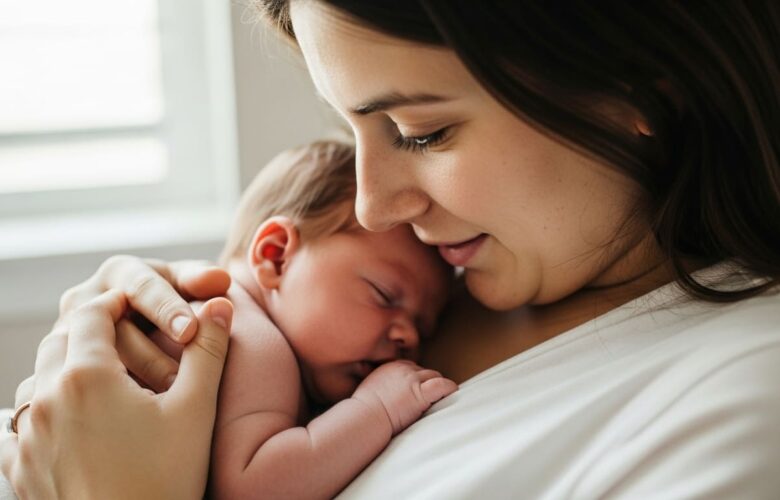 Madre y bebé en contacto cercano